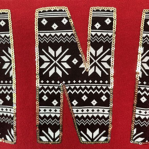 PINK Victoria’s Secret Fair Isle Sequin Crewneck Sweatshirt Spirit Jersey Small - Picture 9 of 9